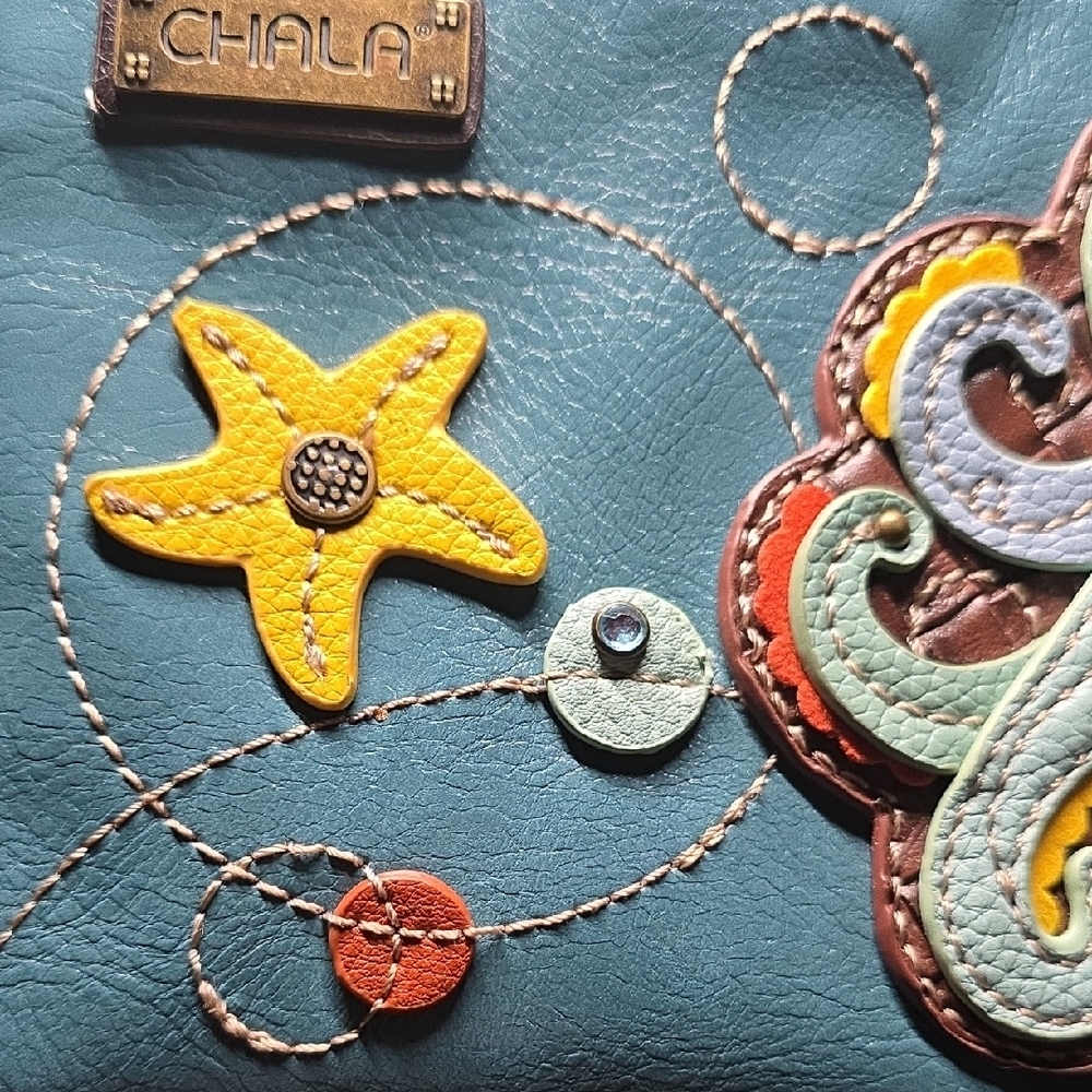 Chala Teal Wallet with Octopus and Starfish Design - Picture 9 of 13